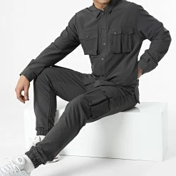 Ensemble Surchemise Et Pantalon Jogging KL-2048 Gris Anthracite de ADJ