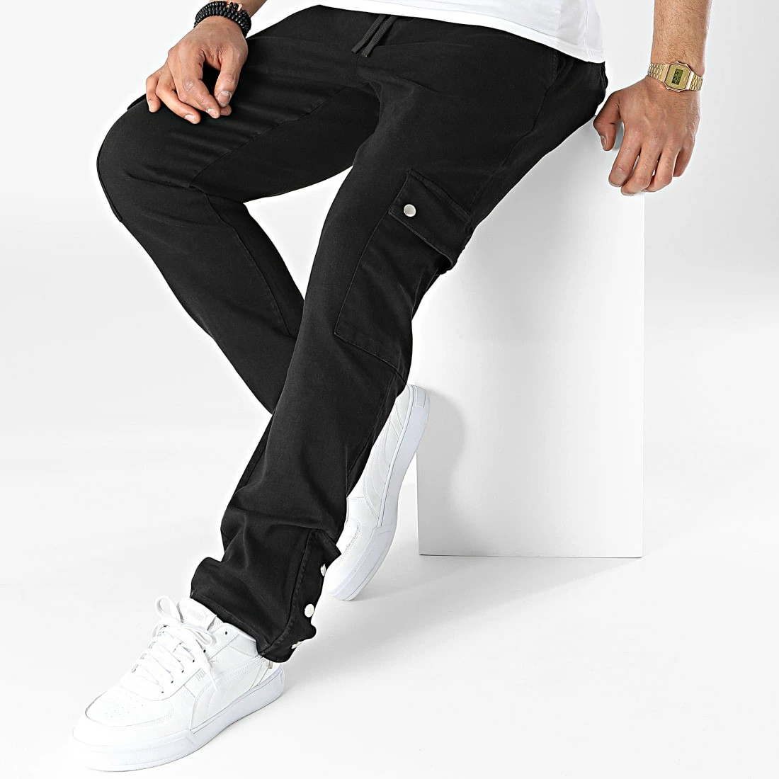 Pantalon Cargo KL-2061 Noir de ADJ 5 Pantalon Cargo KL-2061 Noir de ADJ – Image 3