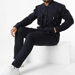 Ensemble Veste Et Pantalon Cargo KL-2070 Bleu Marine de ADJ