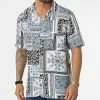 Chemise Manches Courtes Bandana Floral KL-2059 Blanc Bleu Clair Noir de ADJ -ADJ Soldes adj 318802 KL 2059 BANDANA BLEU 20220512T091811 01