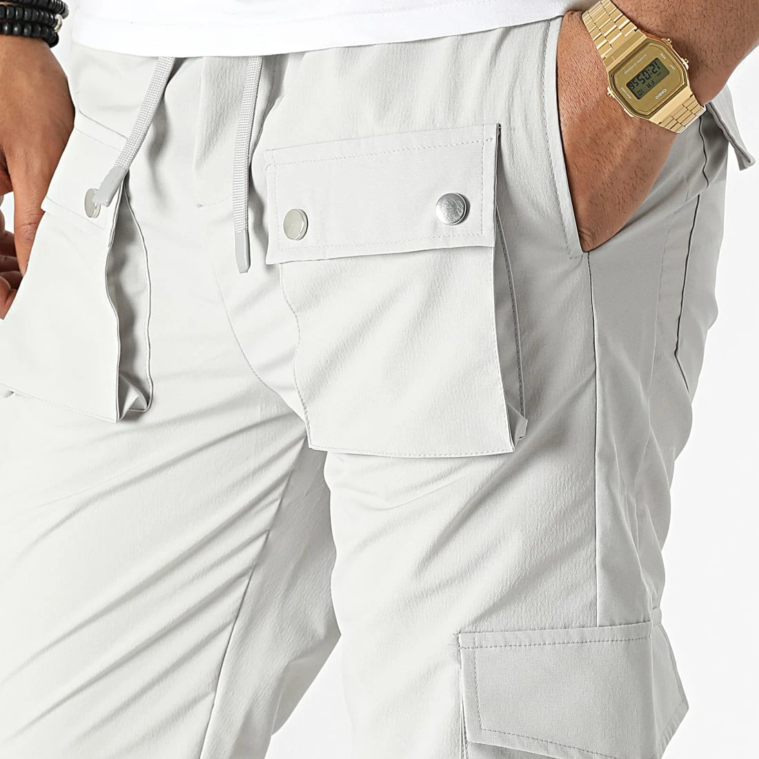 Pantalon Cargo KL-2044 Gris Clair de ADJ 4 Pantalon Cargo KL-2044 Gris Clair de ADJ – Image 2