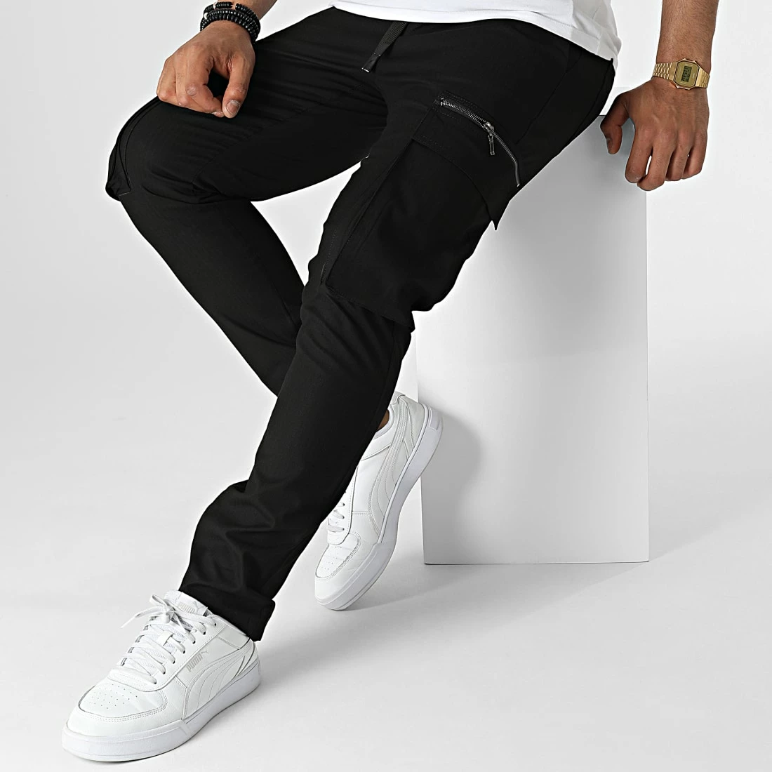 Pantalon Cargo KL-2065 Noir de ADJ 5 Pantalon Cargo KL-2065 Noir de ADJ – Image 3