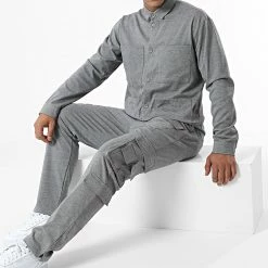 Ensemble Surchemise Et Pantalon Cargo ES-002 Gris Chiné de ADJ