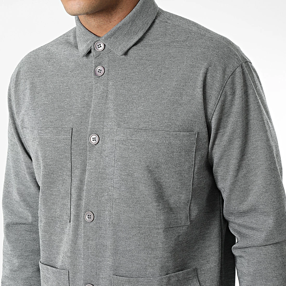 Ensemble Surchemise Et Pantalon Cargo ES-002 Gris Chiné de ADJ 4 Ensemble Surchemise Et Pantalon Cargo ES-002 Gris Chiné de ADJ – Image 2