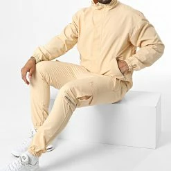 Ensemble Veste Zippée Et Pantalon Jogging KL-2073 Beige de ADJ