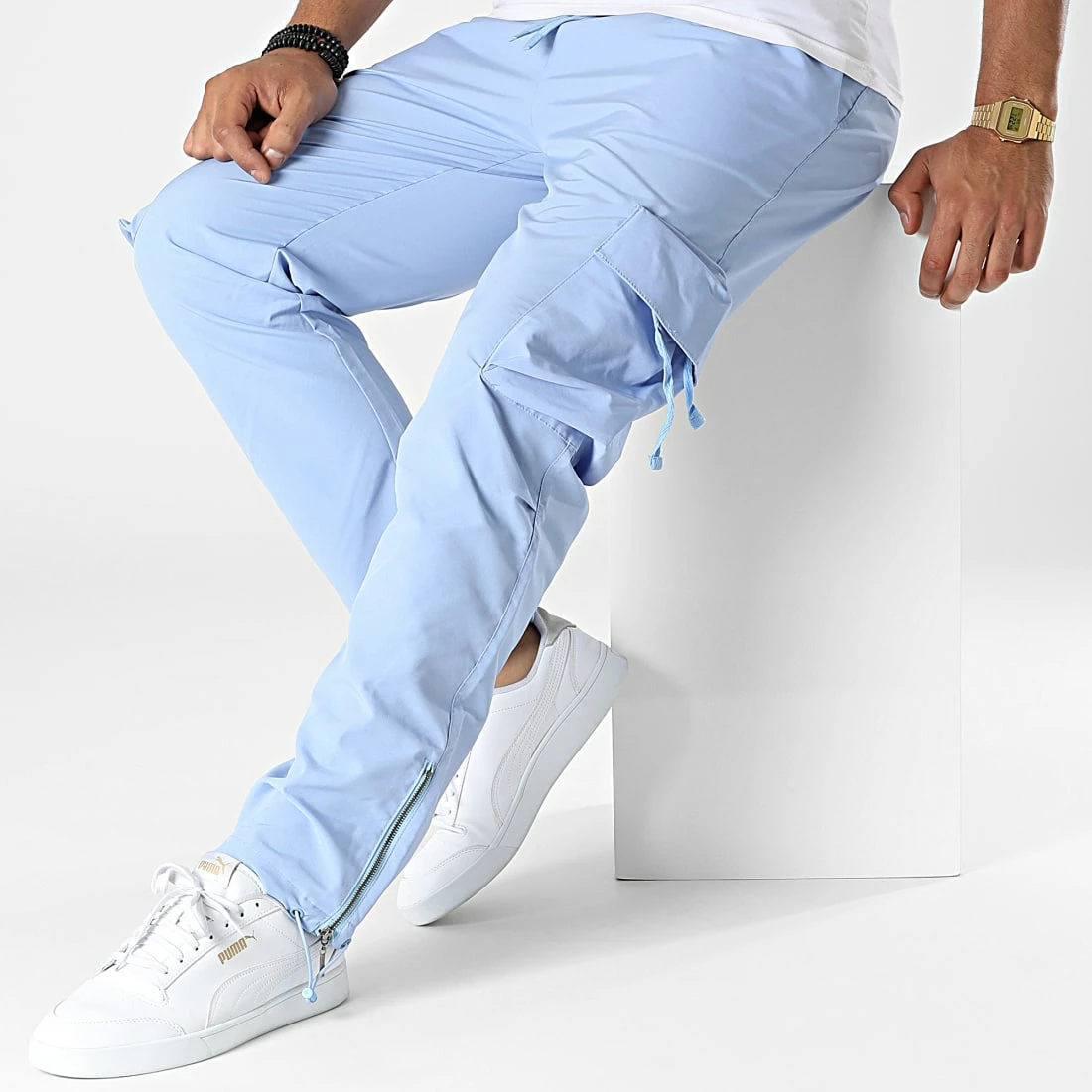 Pantalon Cargo PA-002 Bleu Clair de ADJ 5 Pantalon Cargo PA-002 Bleu Clair de ADJ – Image 3