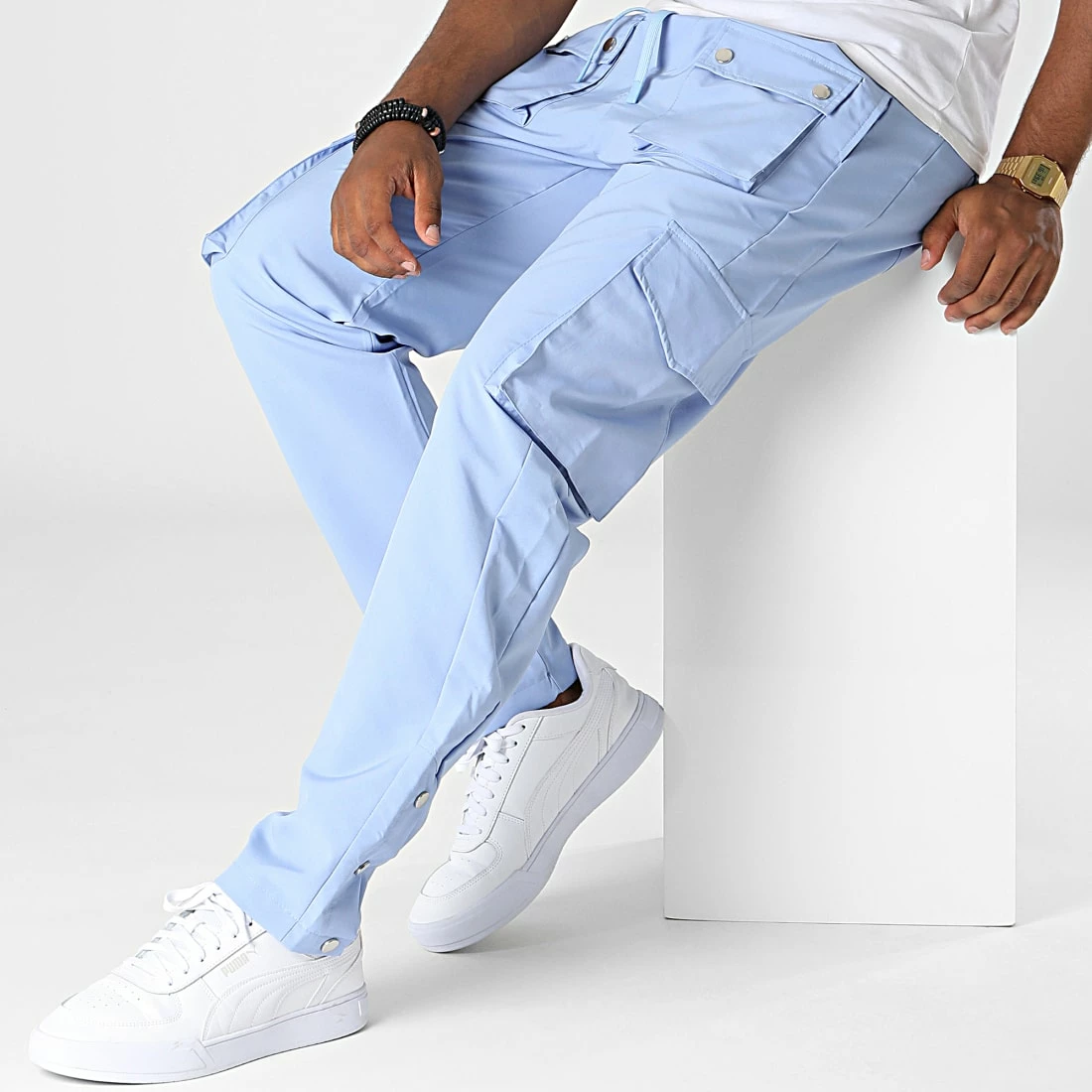 Pantalon Cargo KL-2044 Bleu Clair de ADJ 5 Pantalon Cargo KL-2044 Bleu Clair de ADJ – Image 3