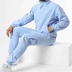 Ensemble Veste Zippée Et Pantalon Jogging KL-2073 Bleu Clair de ADJ