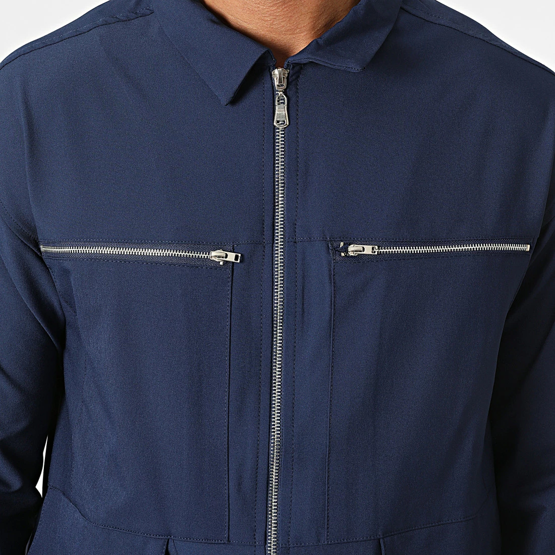 Ensemble Veste Zippée Et Pantalon Cargo KL-2093 Bleu Marine de ADJ 4 Ensemble Veste Zippée Et Pantalon Cargo KL-2093 Bleu Marine de ADJ – Image 2