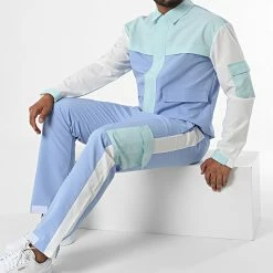 Ensemble Cargo KL-2096 Bleu Blanc Vert Menthe de ADJ