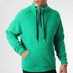 Sweat Col Zippé KL-2101 Vert de ADJ -ADJ Soldes adj 341697 KL 2101 S GREEN 20221006T155936 03
