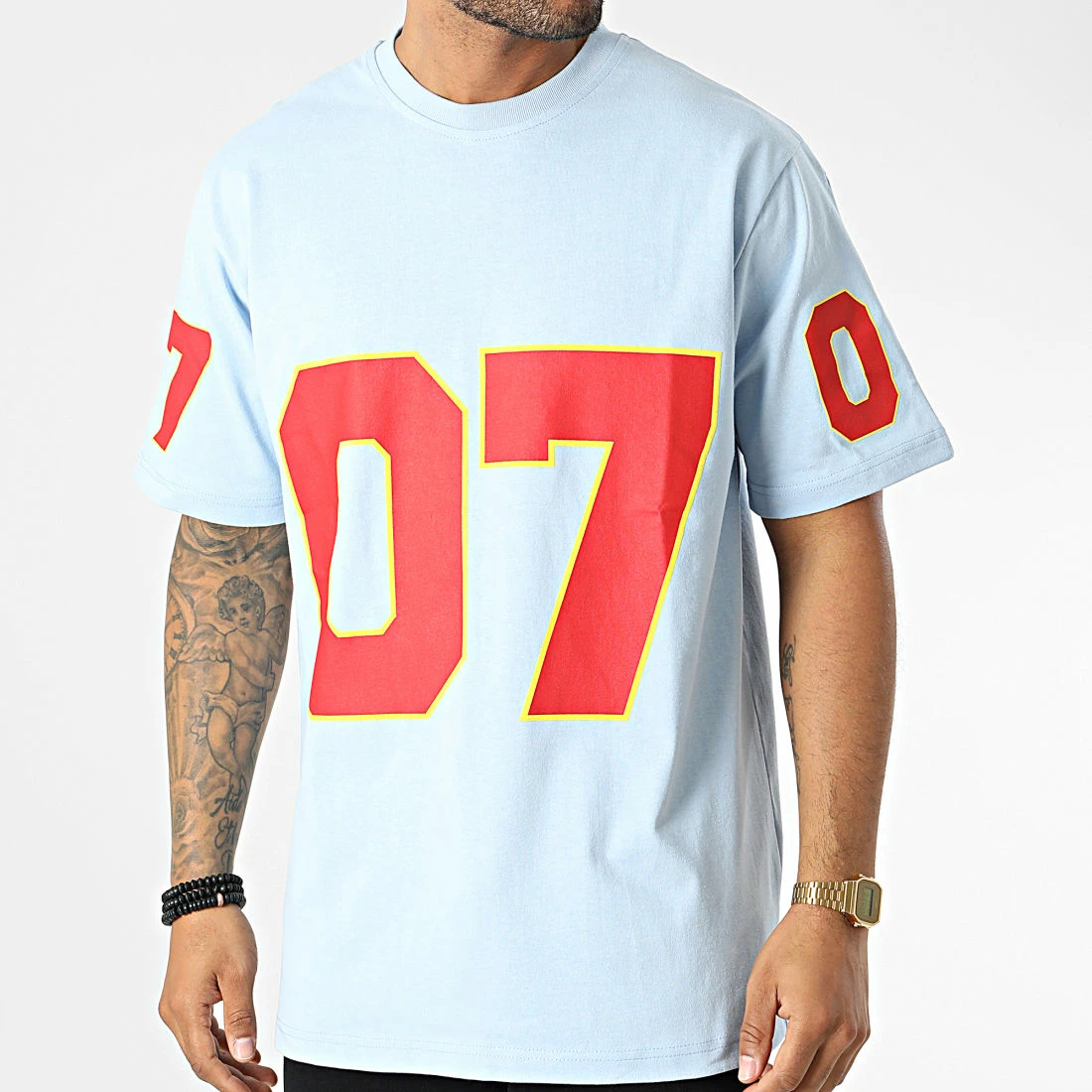 Tee Shirt Oversize KL-2105 Bleu Clair de ADJ 6 Tee Shirt Oversize KL-2105 Bleu Clair de ADJ – Image 4