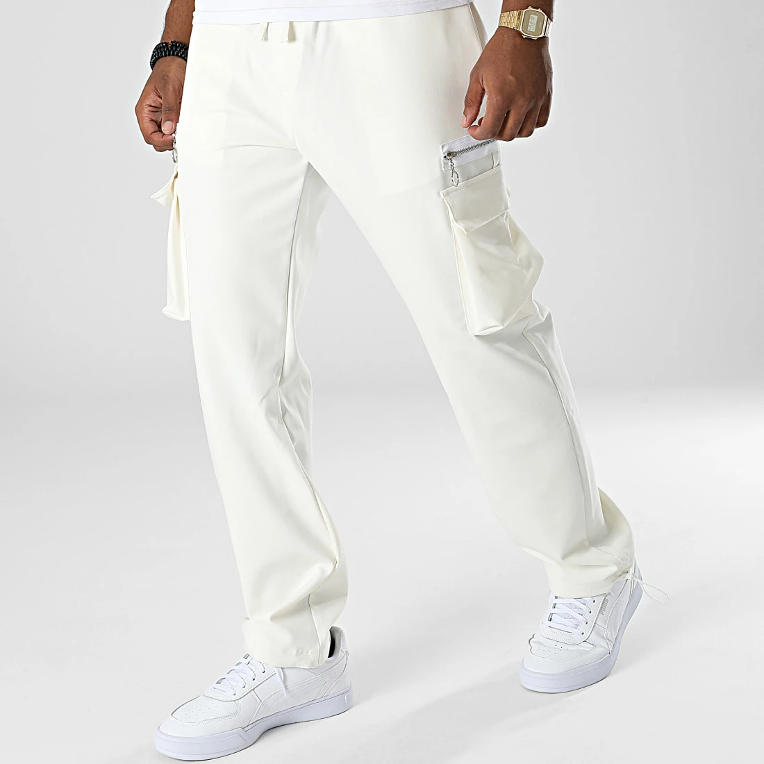 Pantalon Cargo KL-2111 Beige Clair de ADJ 3 Pantalon Cargo KL-2111 Beige Clair de ADJ