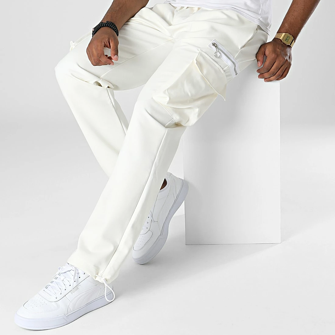 Pantalon Cargo KL-2111 Beige Clair de ADJ 5 Pantalon Cargo KL-2111 Beige Clair de ADJ – Image 3