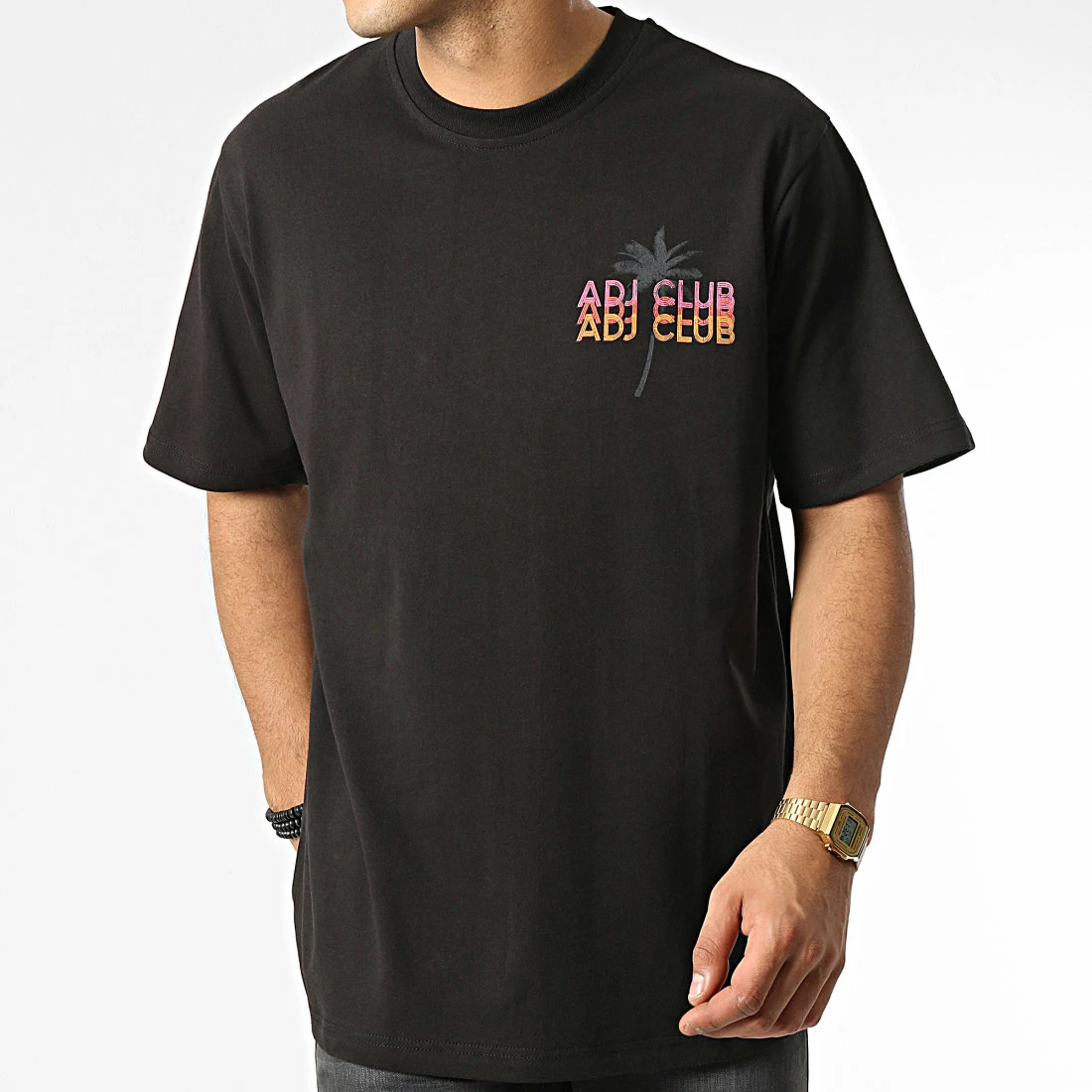 Tee Shirt Oversize Large KL-2105 Noir Floral de ADJ 5 Tee Shirt Oversize Large KL-2105 Noir Floral de ADJ – Image 3