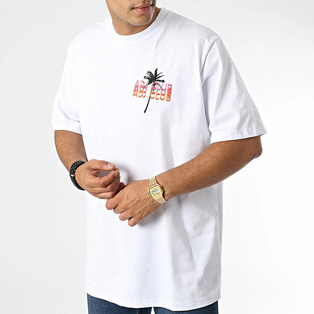 Tee Shirt Oversize Large KL-2105 Blanc Floral de ADJ 5 Tee Shirt Oversize Large KL-2105 Blanc Floral de ADJ – Image 3