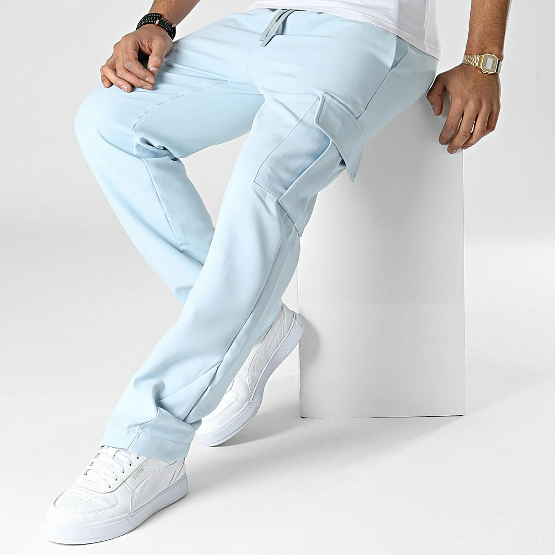Pantalon Cargo KL-2112 Bleu Clair de ADJ 5 Pantalon Cargo KL-2112 Bleu Clair de ADJ – Image 3