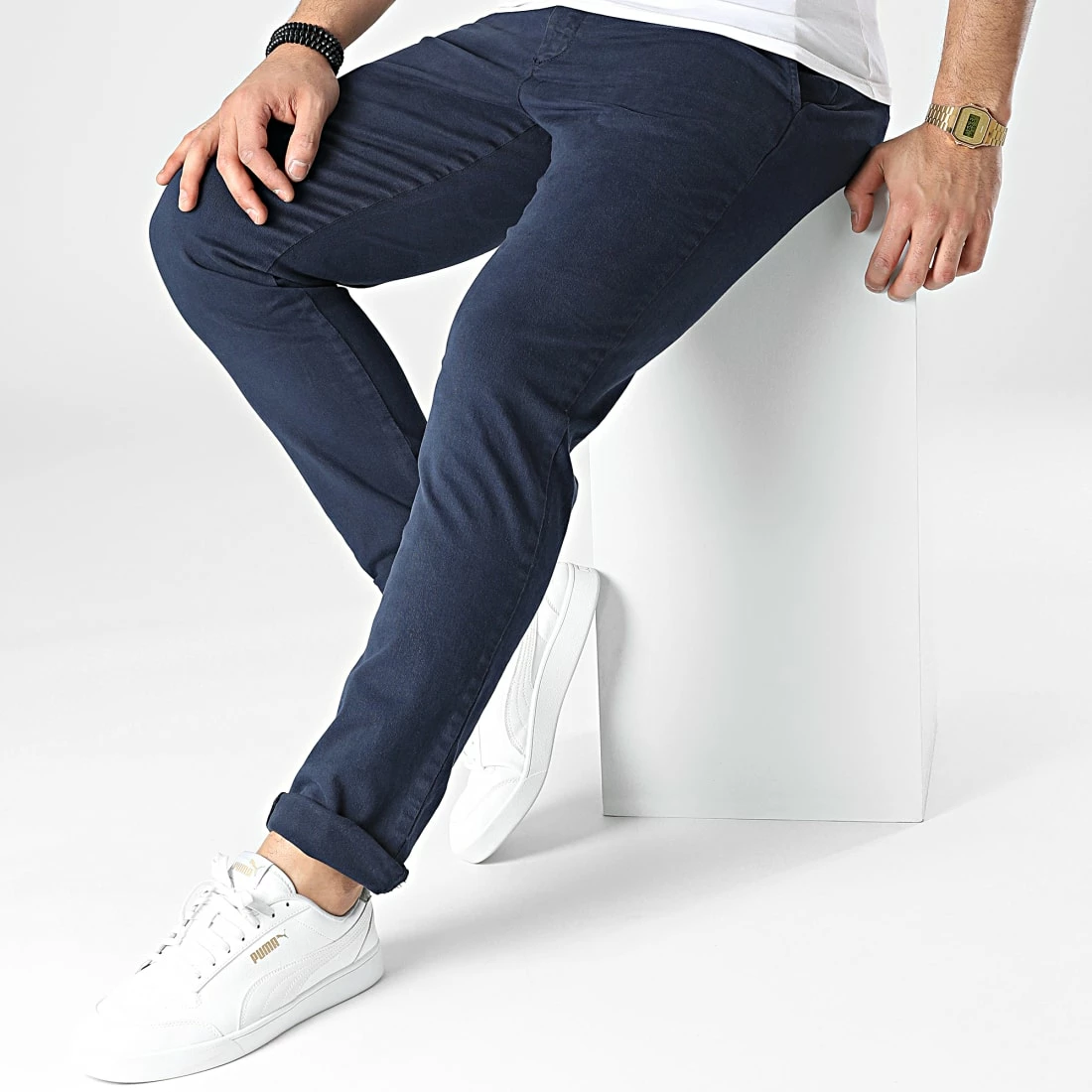 Pantalon Chino KL-2028 Bleu Marine de ADJ 5 Pantalon Chino KL-2028 Bleu Marine de ADJ – Image 3