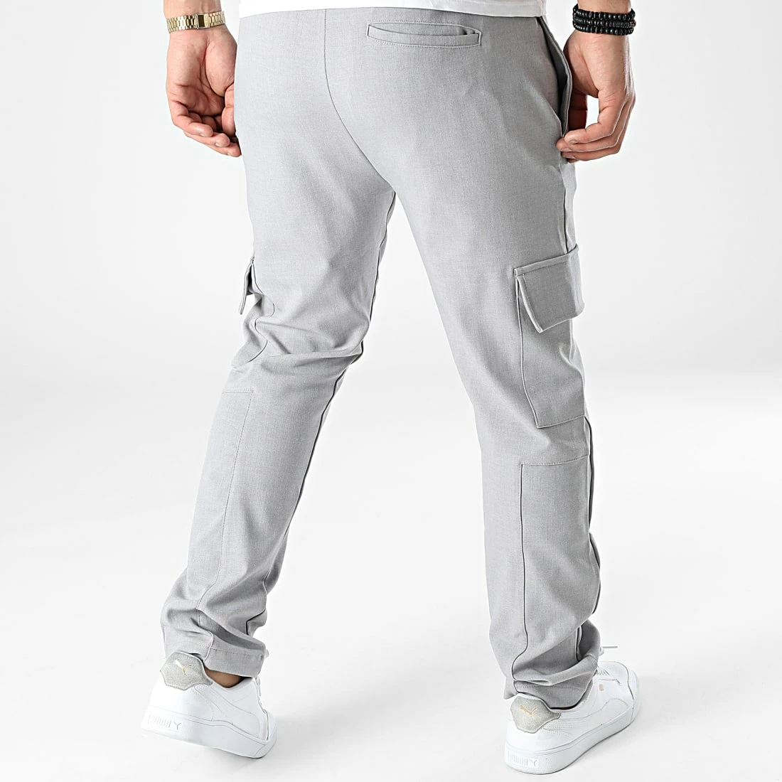 Pantalon Cargo KL-2043 Gris Clair de ADJ 6 Pantalon Cargo KL-2043 Gris Clair de ADJ – Image 4