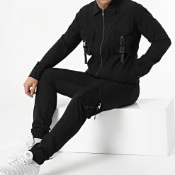 Ensemble Veste Zippée Et Jogger Pant KL-2012 Noir de ADJ