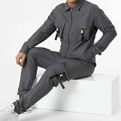 Ensemble Veste Zippée Et Jogger Pant KL-2012 Gris de ADJ