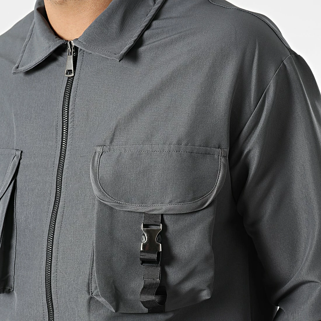 Ensemble Veste Zippée Et Jogger Pant KL-2012 Gris de ADJ 5 Ensemble Veste Zippée Et Jogger Pant KL-2012 Gris de ADJ – Image 3