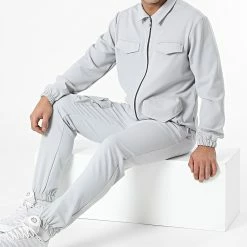 Ensemble Veste Zippée Et Jogger Pant KL-2050 Gris Clair de ADJ