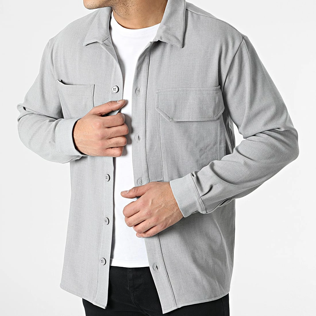 Chemise A Manches Longues KL-2053 Gris Chiné de ADJ 2 Chemise A Manches Longues KL-2053 Gris Chiné de ADJ
