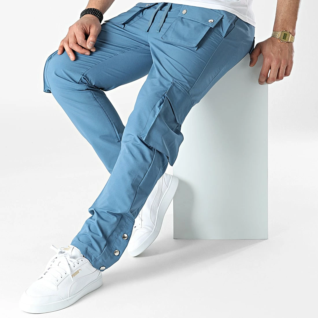 Pantalon Cargo KL-2044 Bleu Canard de ADJ 5 Pantalon Cargo KL-2044 Bleu Canard de ADJ – Image 3